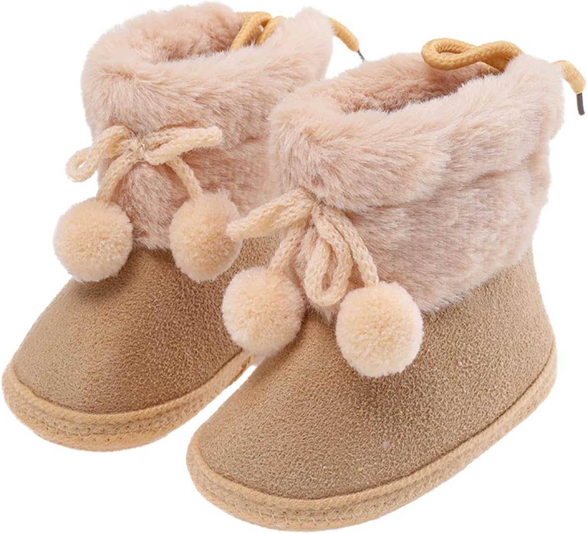 

Детские ботинки для девочек и мальчиков, нескользящие, зимние для новорожденных, теплые, на плоской подошве, повседневная обувь для прогулок для малышей YINNAGOO, A6-Coffee 1