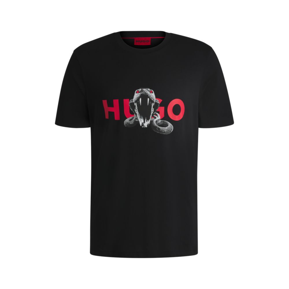 

Футболка свободного кроя из хлопка с изображением животных HUGO, черный