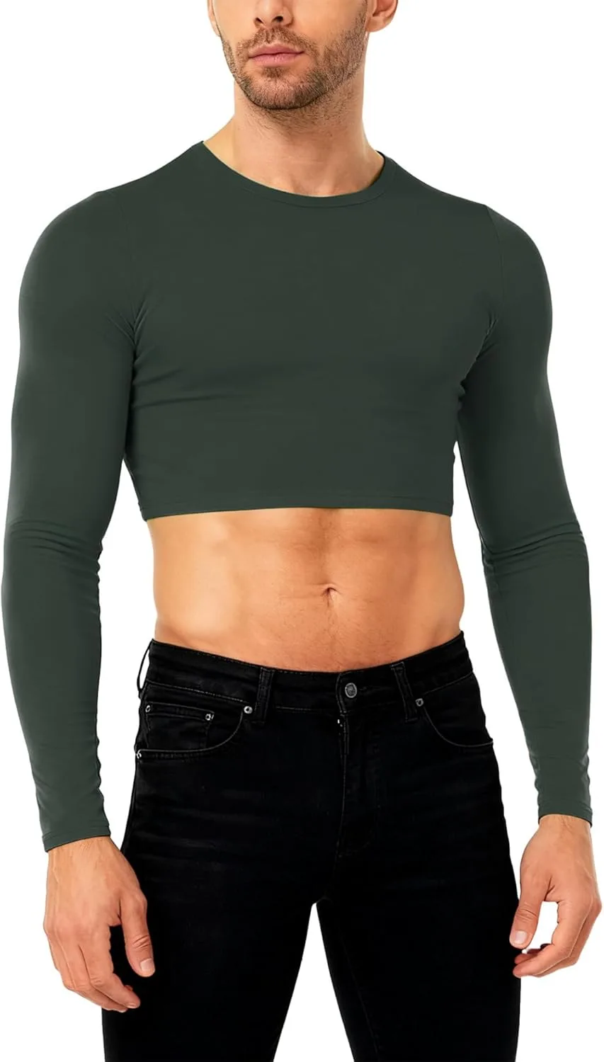 

Linjinx мужские укороченные топы для бодибилдинга с длинными рукавами