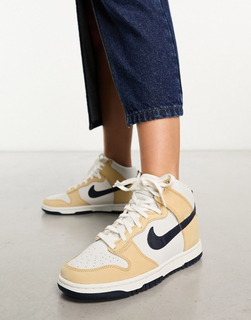 

Кроссовки премиум-класса Nike Dunk High кремового и песочного цвета, Бежевый, Кроссовки премиум-класса Nike Dunk High кремового и песочного цвета