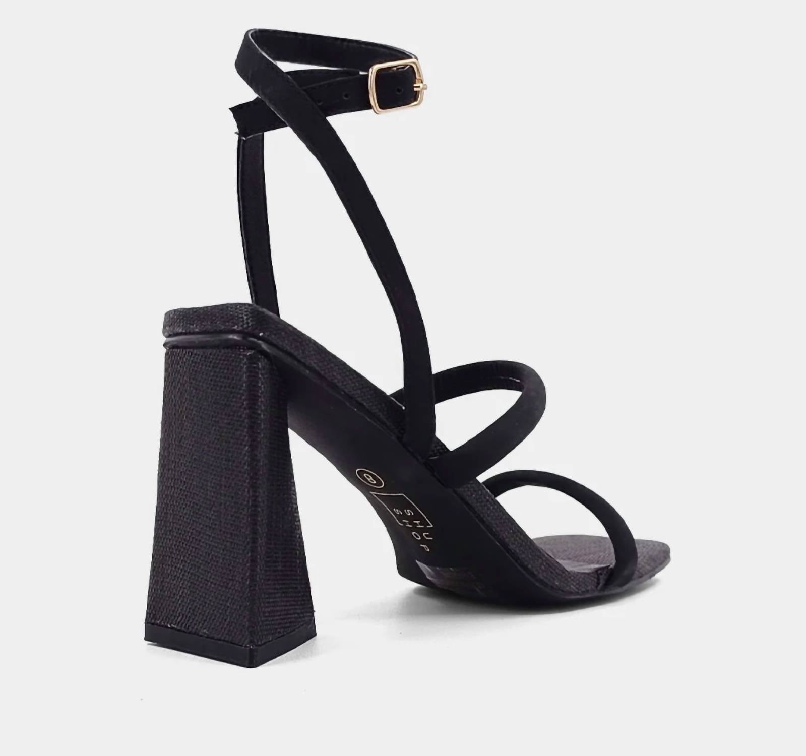 Женские туфли Evangeline на плетеном каблуке в черном цвете SHU SHOP — фото 3