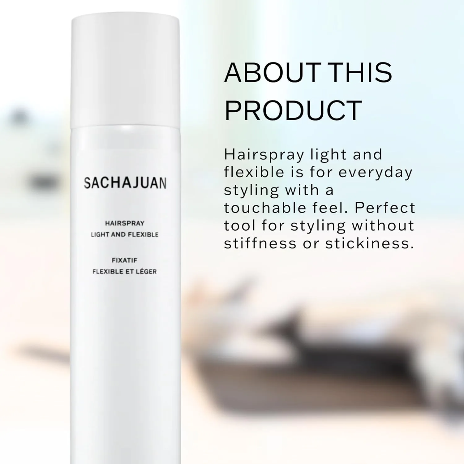 Sachajuan Hairspray Light & Flexible - легкий фиксирующий спрей, мягкая фиксация, естественное движение и объем, подходит для всех типов волос, веганский, без парабенов, 200 мл — фото 2