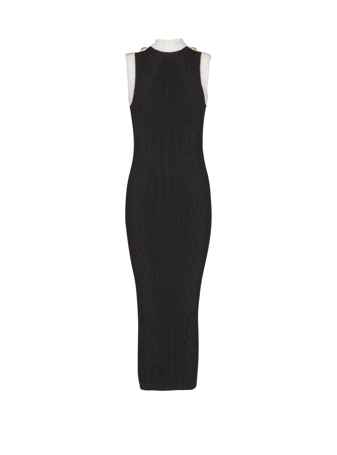 

Длинное двухцветное платье крупной вязки Balmain, черный