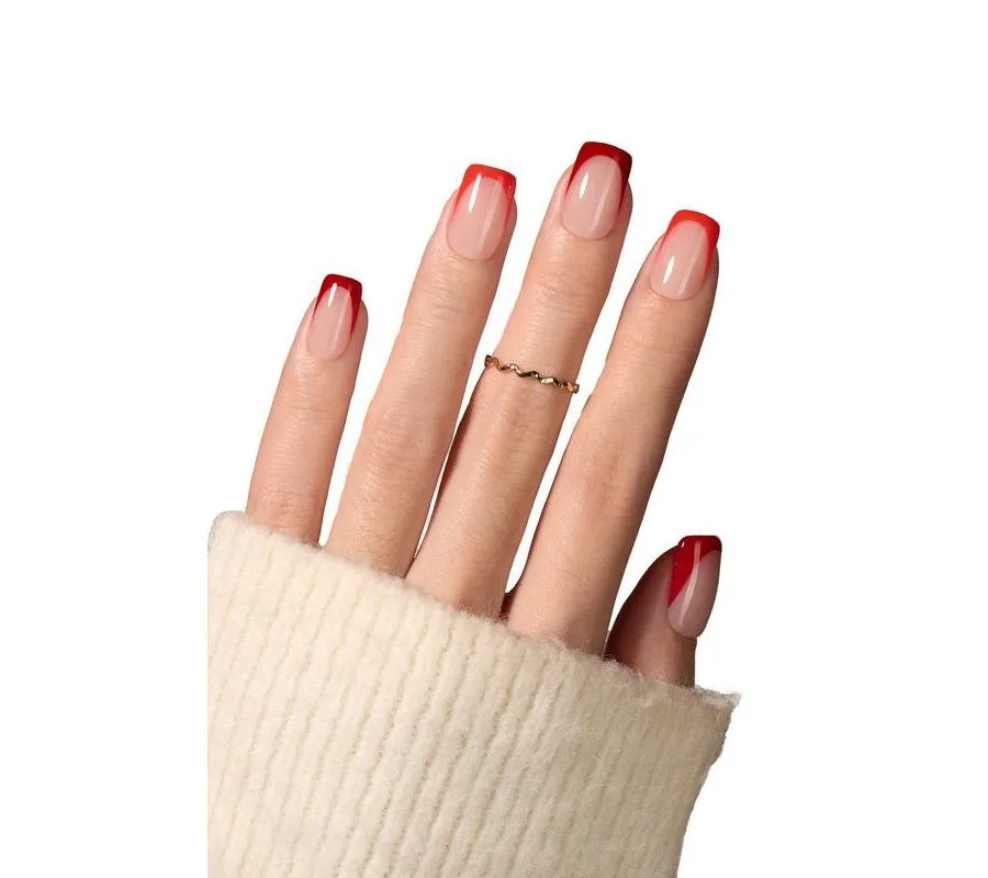 Набор накладных ногтей X Press Short Square French Tip Press Nails Kit, 160 шт Beetles, christmas classic красный — фото 4