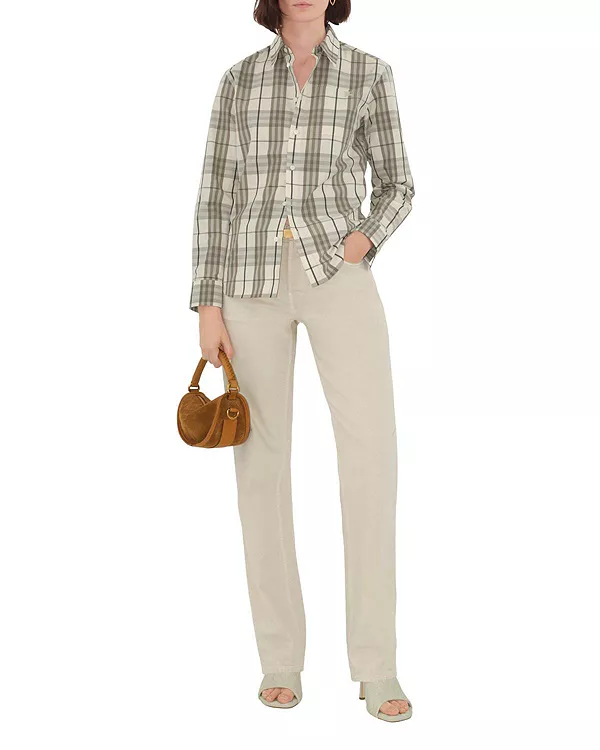 

Хлопковая рубашка в клетку стандартного кроя Burberry, бежевый