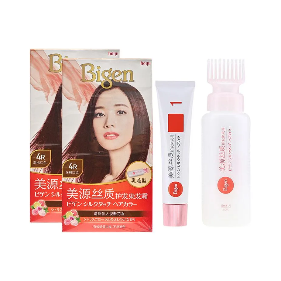 HOYU Крем-краска для волос Meiyuan Silk, маскирующая седину, 40 г + 60 мл, Silk Hair Dyeing Cream (4R) Dark Red 2 Boxes Included