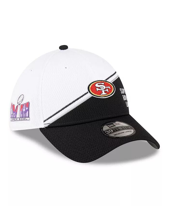 

Мужская бело-черная кепка San Francisco 49ers Super Bowl LVIII Sideline 39THIRTY Flex Fit New Era, белый
