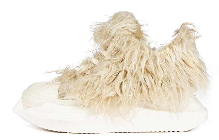 Женские кеды Rick Owens Drkshdw с мехом, бежевый