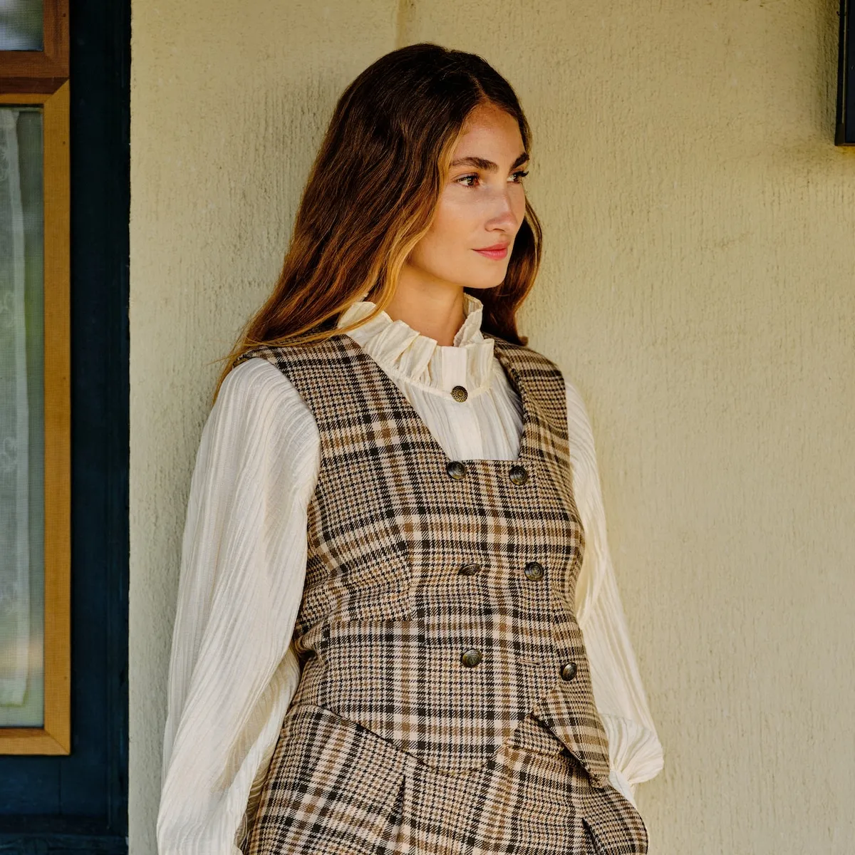 

Женский короткий жилет в клетку с перекрестной застежкой Verhunt, зеленый