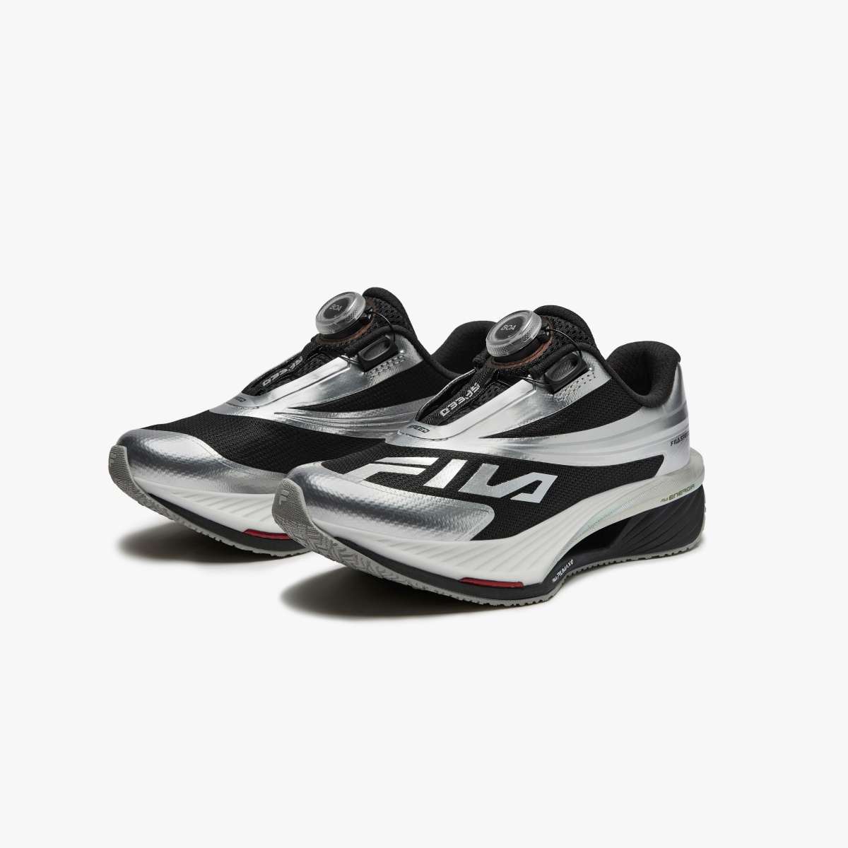 Дышащие, легкие, амортизирующие, низкие детские кроссовки для бега FILA KIDS, черный/серебряный — фото 3