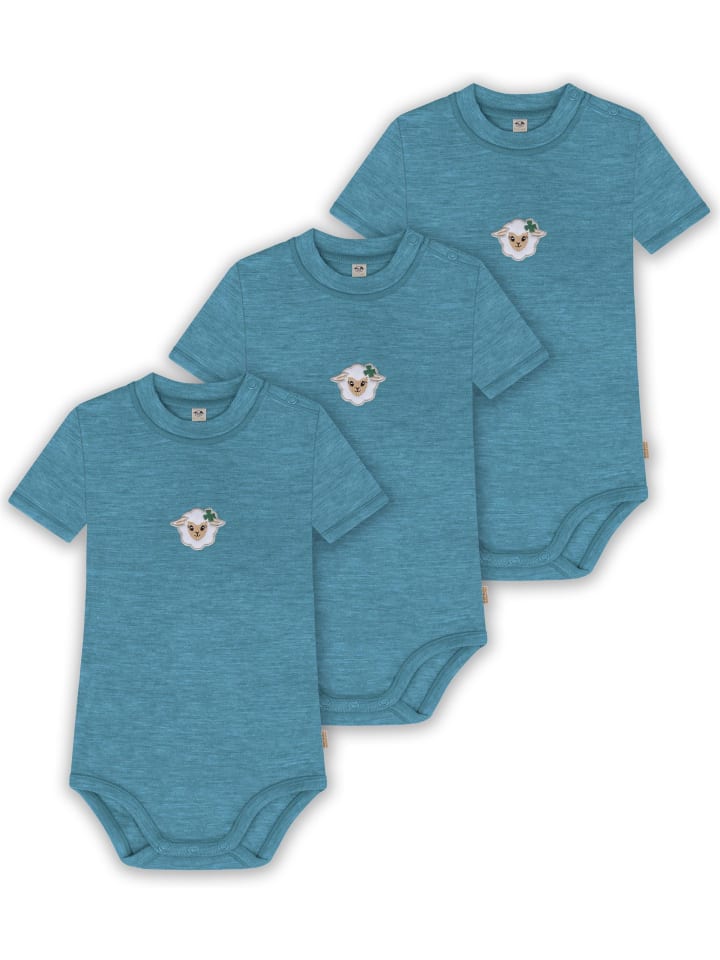 

Normani Outdoor Sports Набор из 3 детских боди с короткими рукавами из мериносовой шерсти, синий