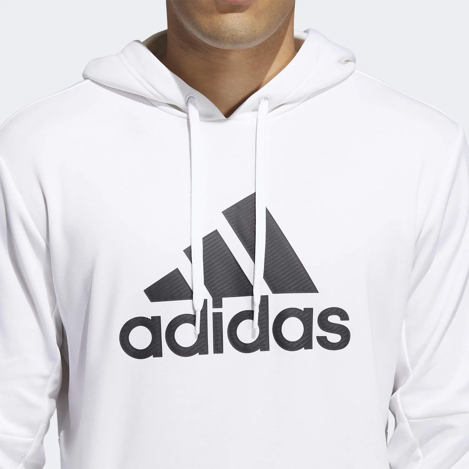 Худи мужское с капюшоном adidas, белый/черный — фото 4
