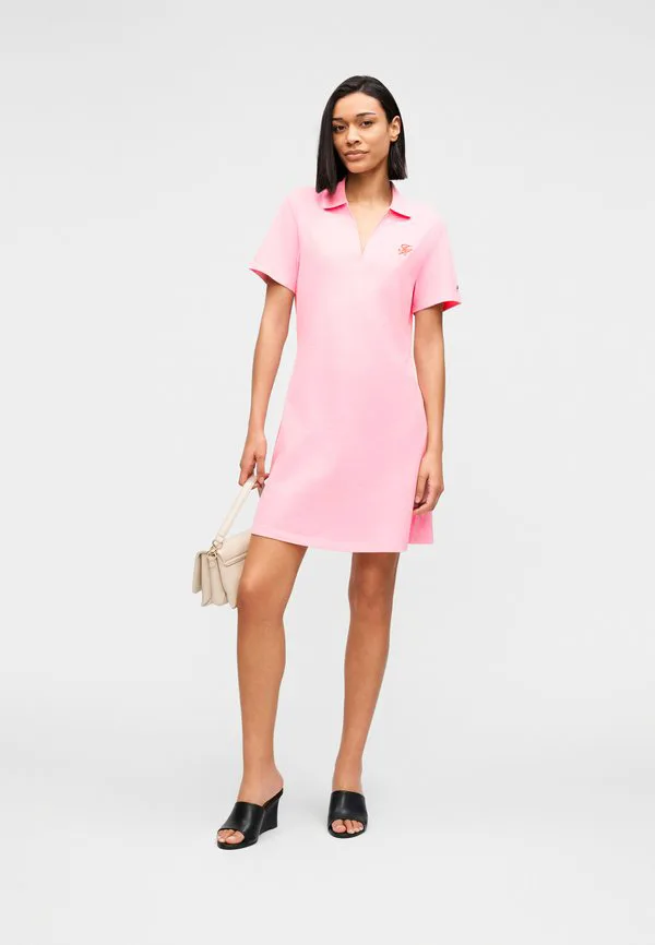 Платье-Поло мини с вышивкой логотипа 1985 года, повседневное платье Tommy Hilfiger, Classic Pink — фото 2