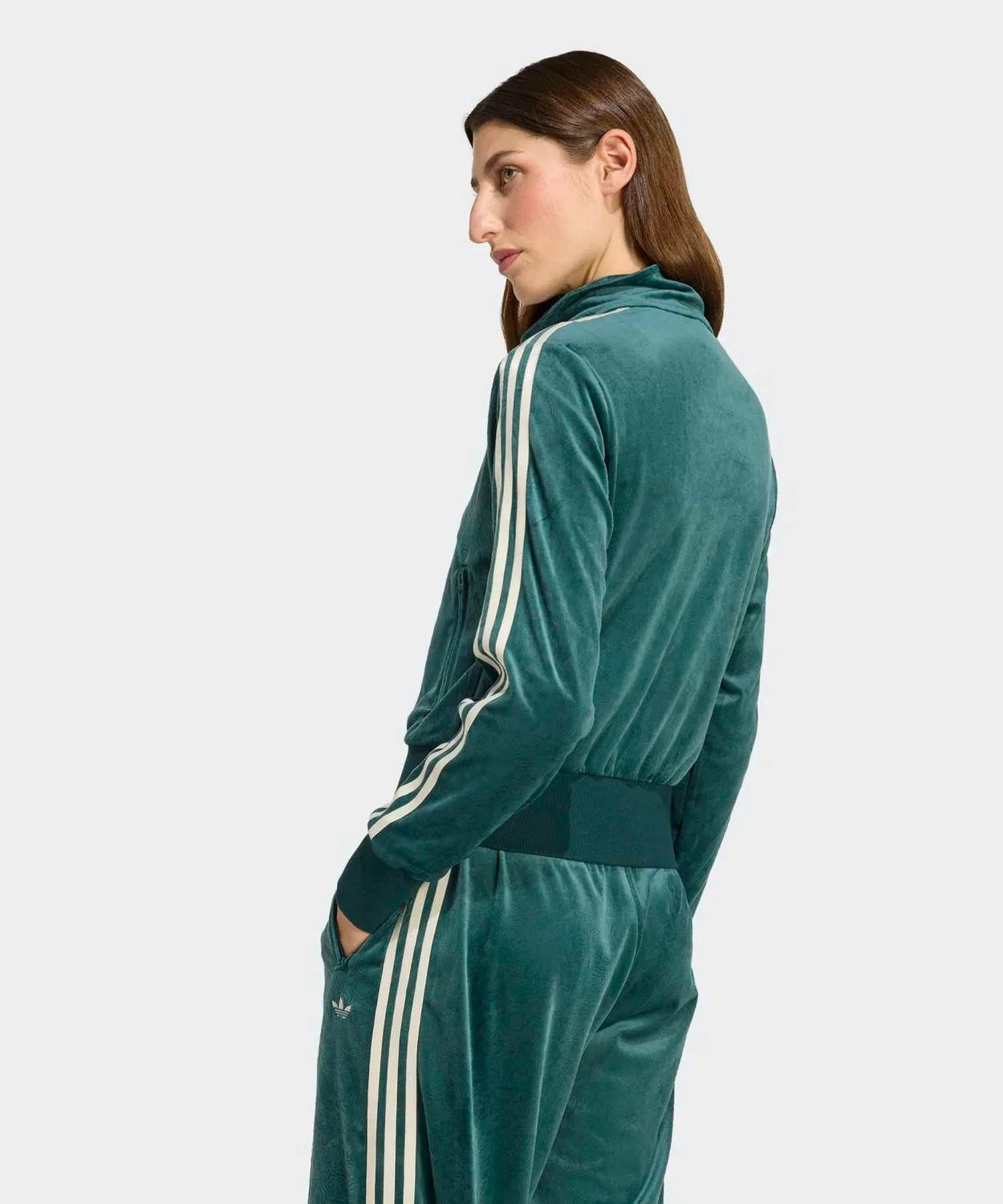 Трек-топ adidas Originals x Liberty London из бархата, зеленый — фото 2