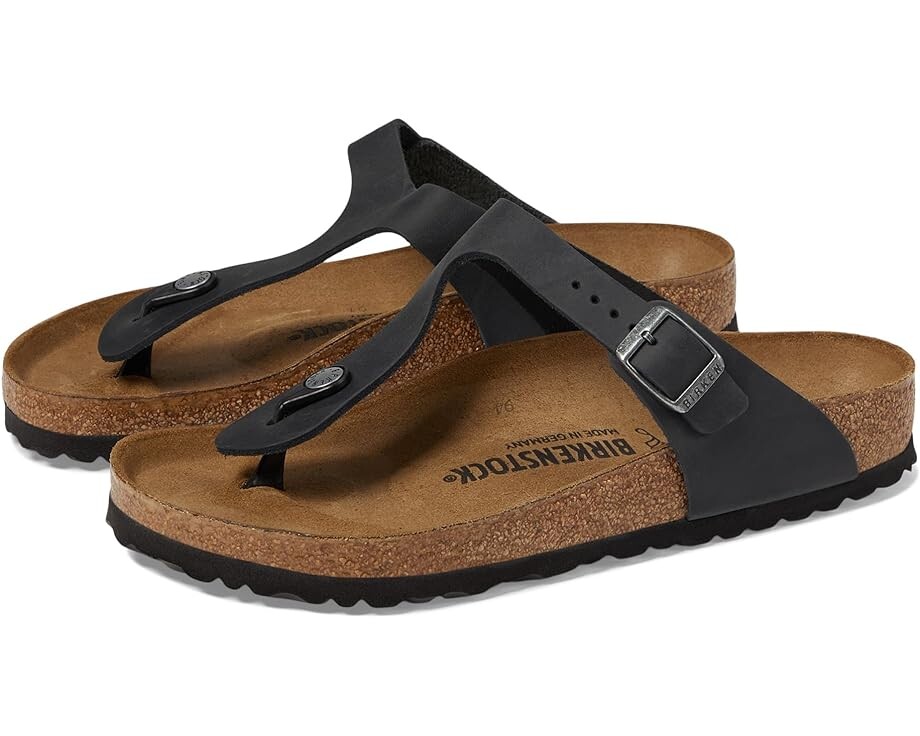 

Сандалии Birkenstock Gizeh Oiled Leather, цвет Black Oiled Leather