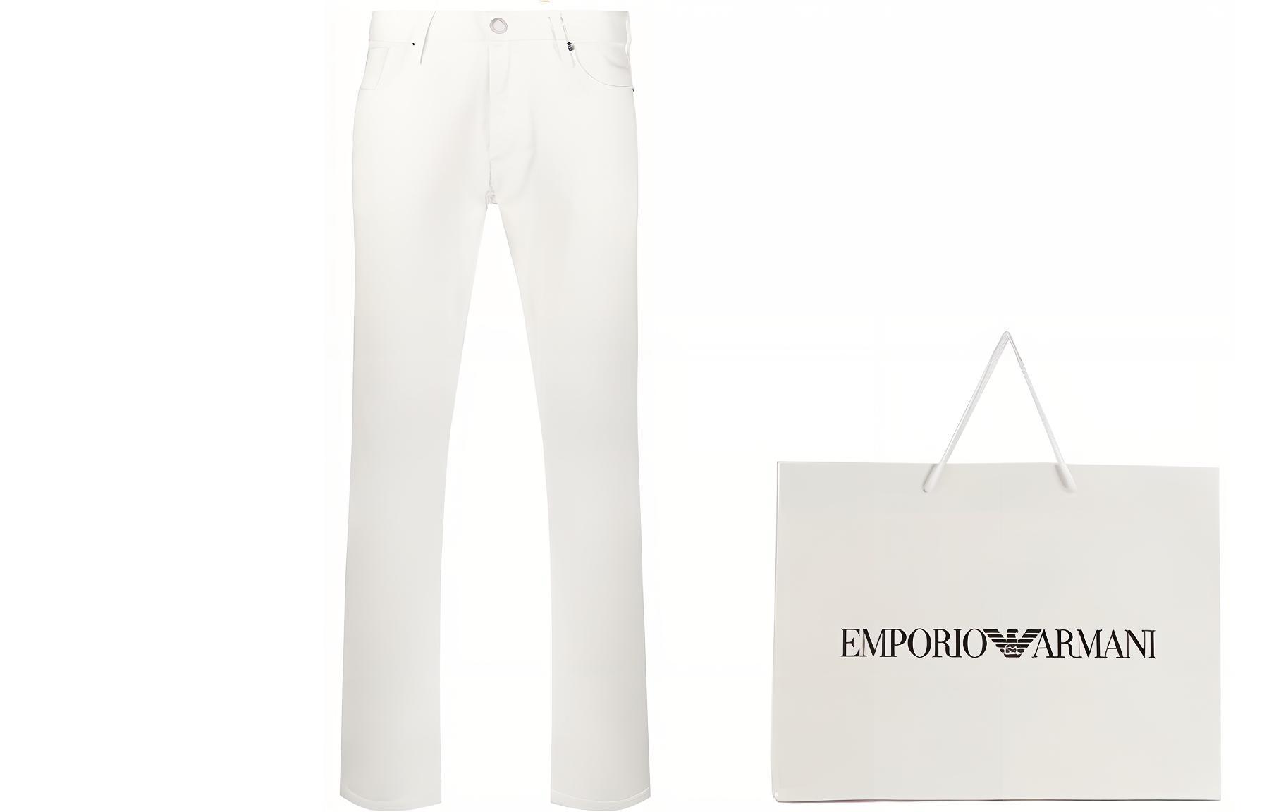 Лоскутные джинсы Slim Fit EMPORIO ARMANI, белые — фото 2