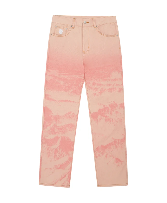 

Розовые джинсовые брюки с принтом в виде гор Billionaire, розовый