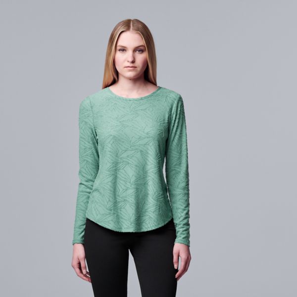 

Укороченная фактурная футболка с длинным рукавом Simply Vera Vera Wang, цвет ocean storm