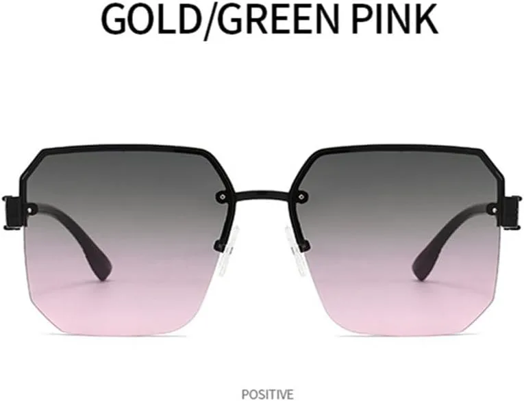 

Винтажные солнцезащитные очки без оправы для мужчин, солнцезащитные очки в полуободковой оправе для женщин, градиентные очки, защита от УФ-излучения UV400 HDUBFY, 3