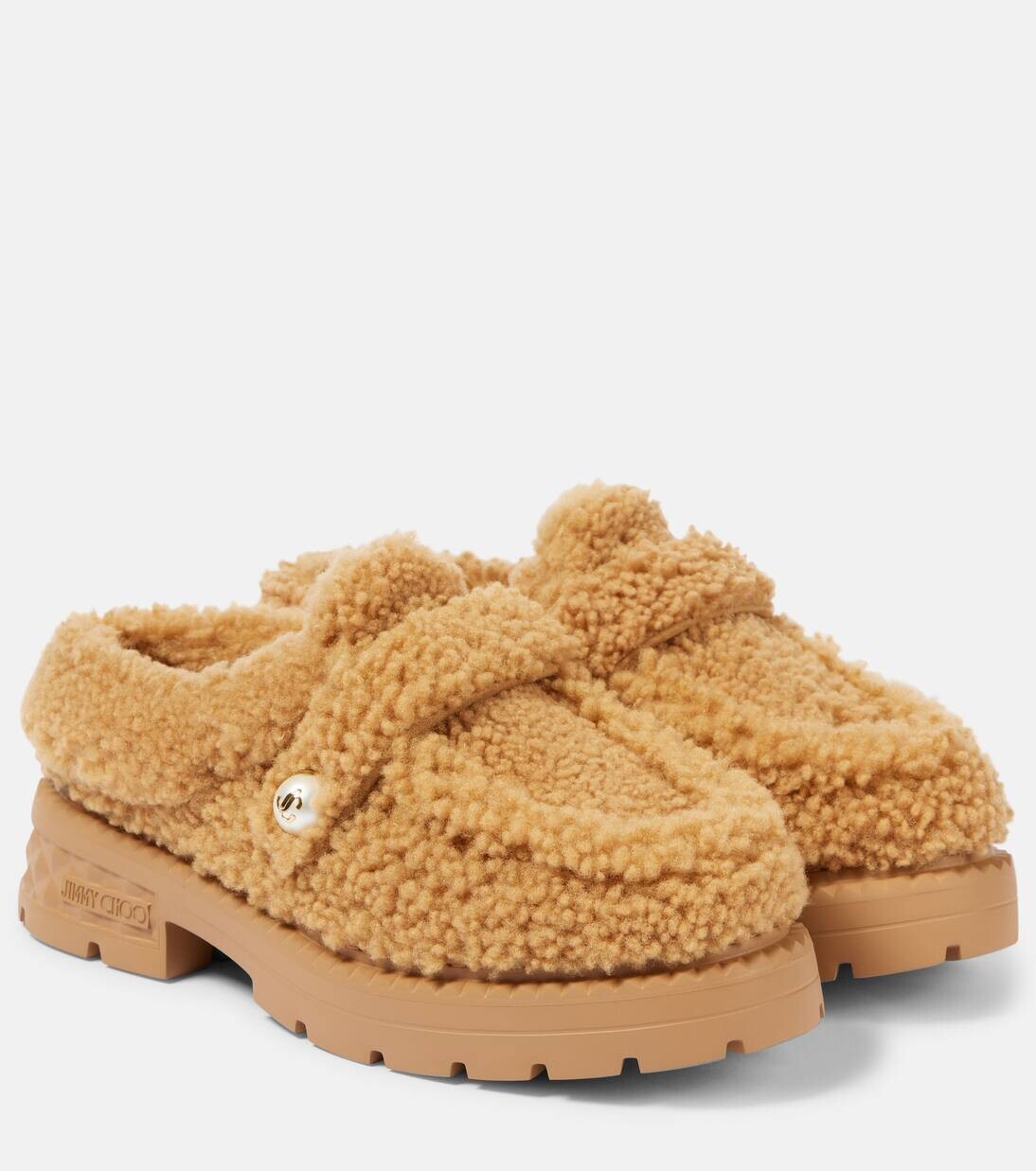 Мюли из овчины ши Jimmy Choo, цвет rattan