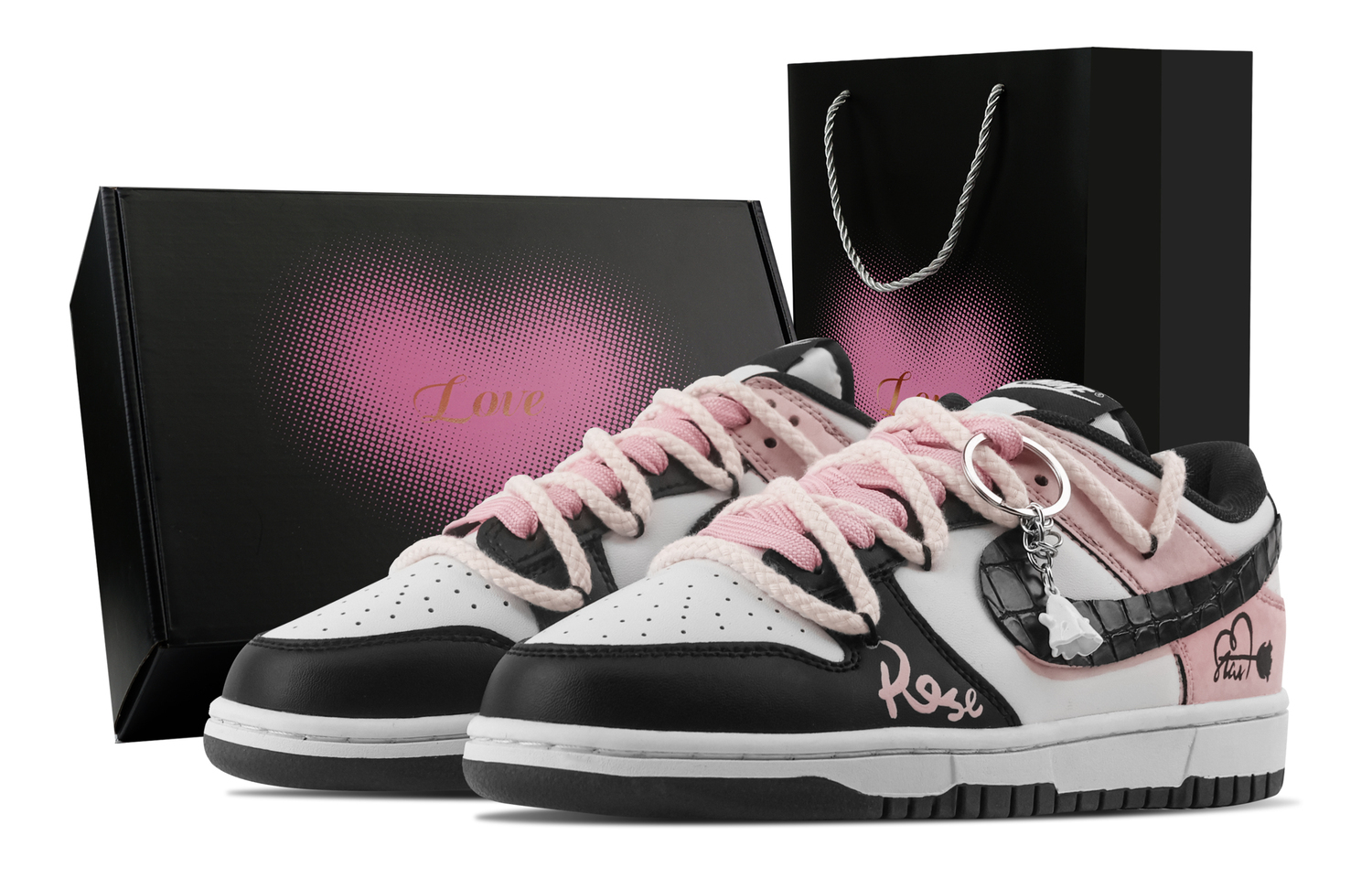 

Nike Данки Faded Star Soul Trail, Heart Box устойчивые к истиранию лоу-топ скейтборд кроссовки унисекс розовый белый черный - розовый белый черный, цвет Pink White Black