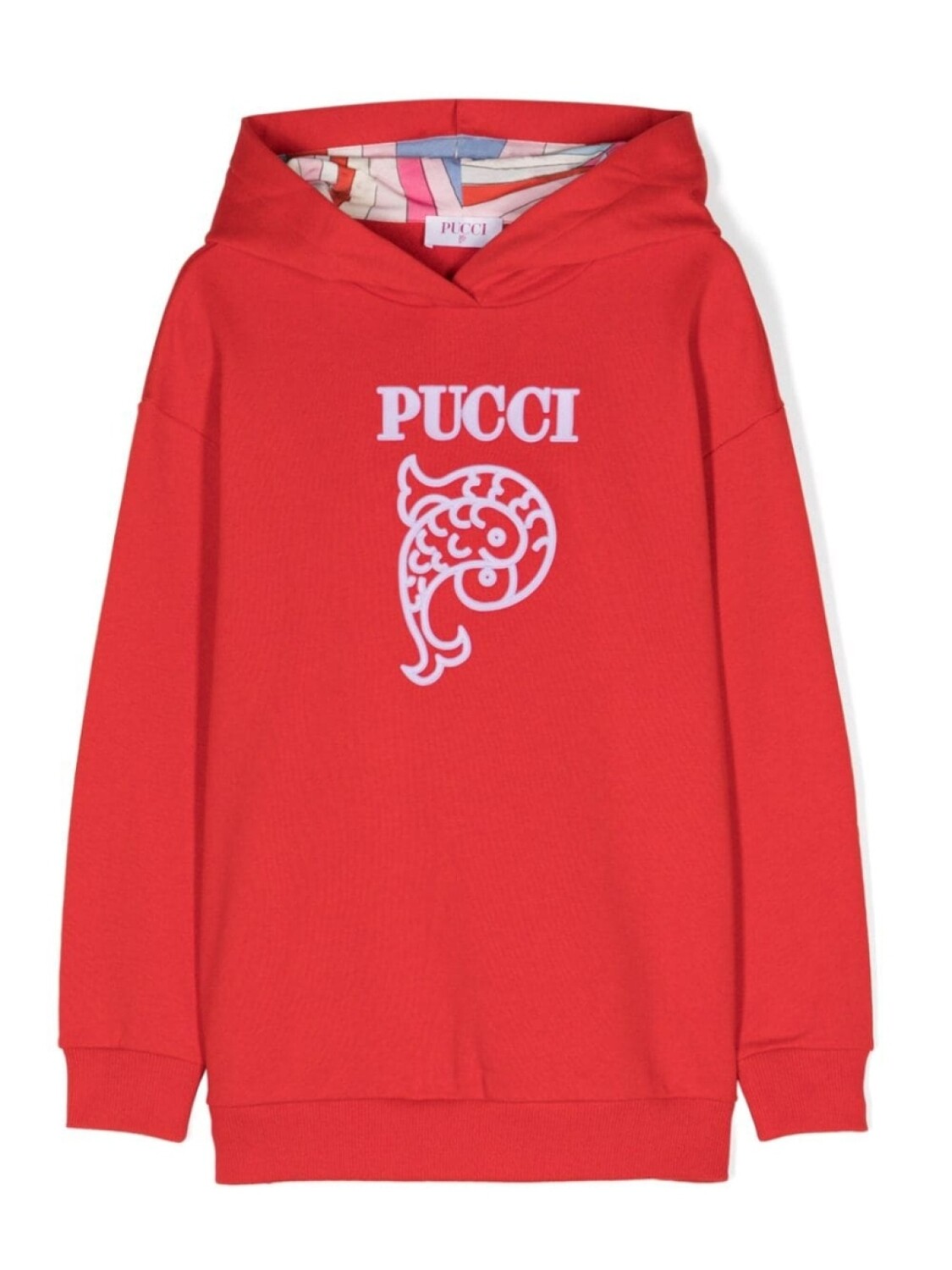 

Pucci raised-logo cotton hoodie, красный