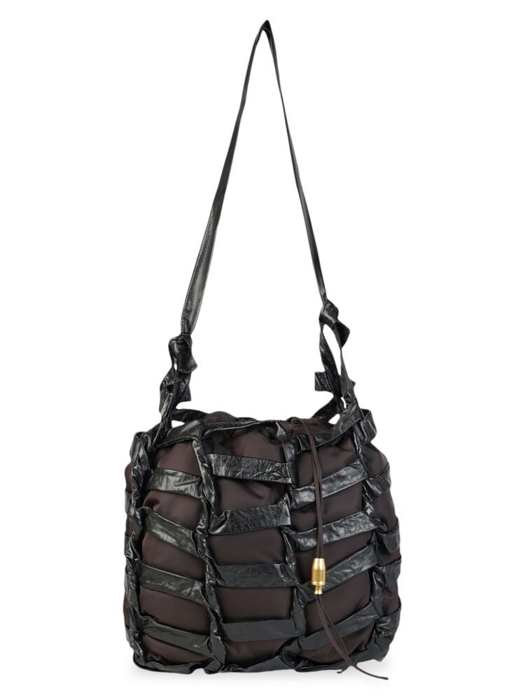 

Сумка через плечо с кожаной отделкой Bottega Veneta, черный