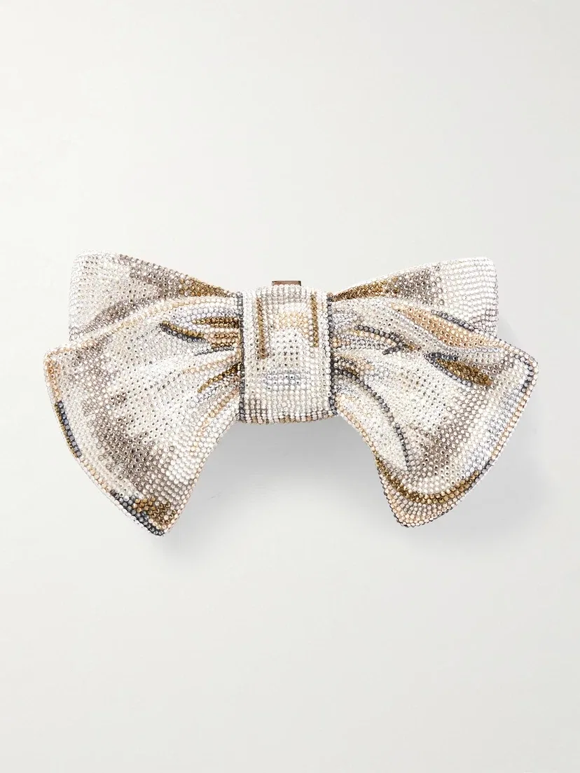 Класть Bow Just for You с кристаллами, серебристого цвета JUDITH LEIBER COUTURE, серебряный