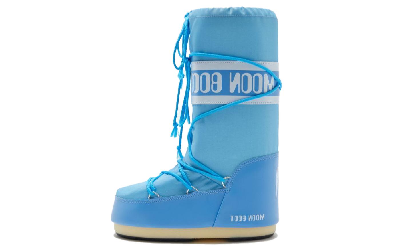 Зимние ботинки женские Icon Moon Boot высокие на шнуровке, голубой