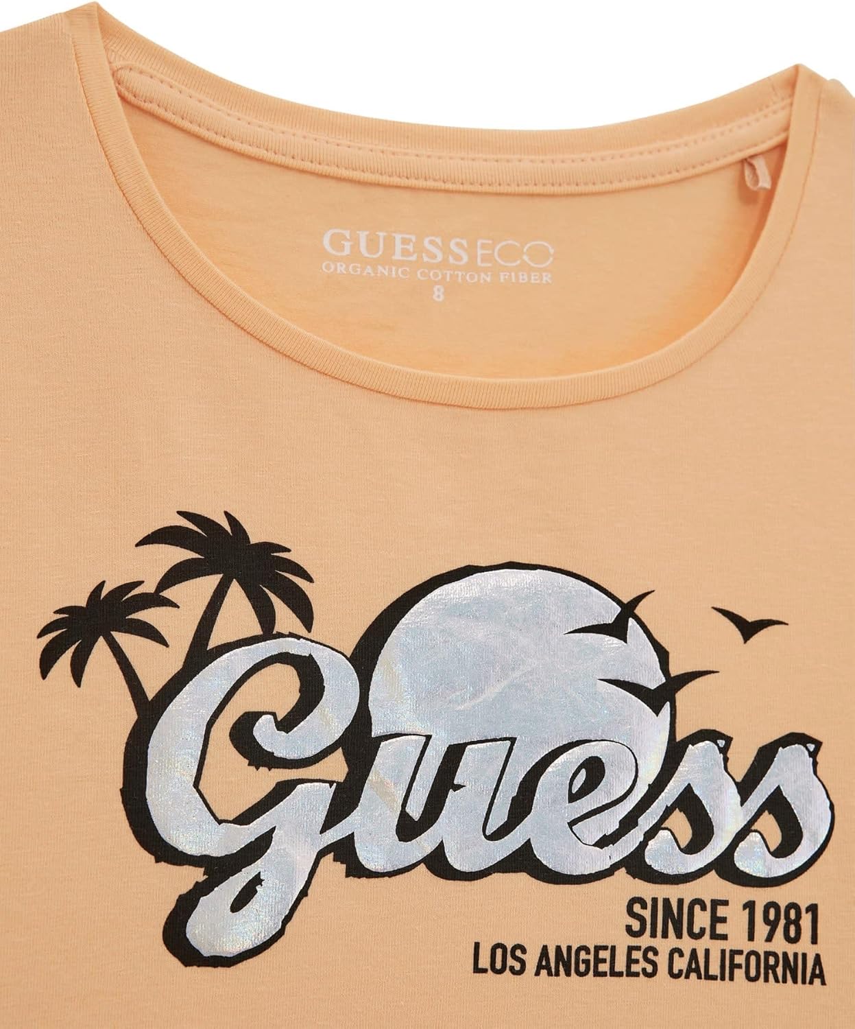 Футболка GUESS Girls Eco с коротким рукавом и длиной миди, Tangerine Sorbet — фото 3