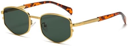 

Солнцезащитные очки в ретро-стиле с металлической оправой 2027 года для женщин, ромбовидные, маленькие, мужские, с защитой от ультрафиолета UV400 MTZJH, Gold With Green