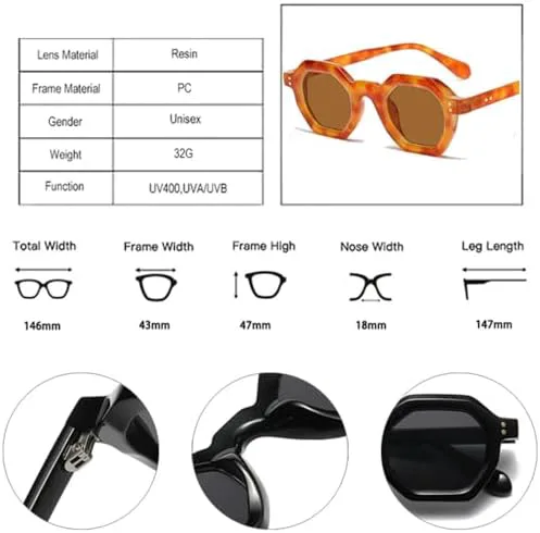 

Солнцезащитные очки 2027 Small Polygon для женщин, ретро-очки с заклепками для мужчин, солнцезащитные очки UV400 для занятий спортом на открытом воздухе MTZJH, 8