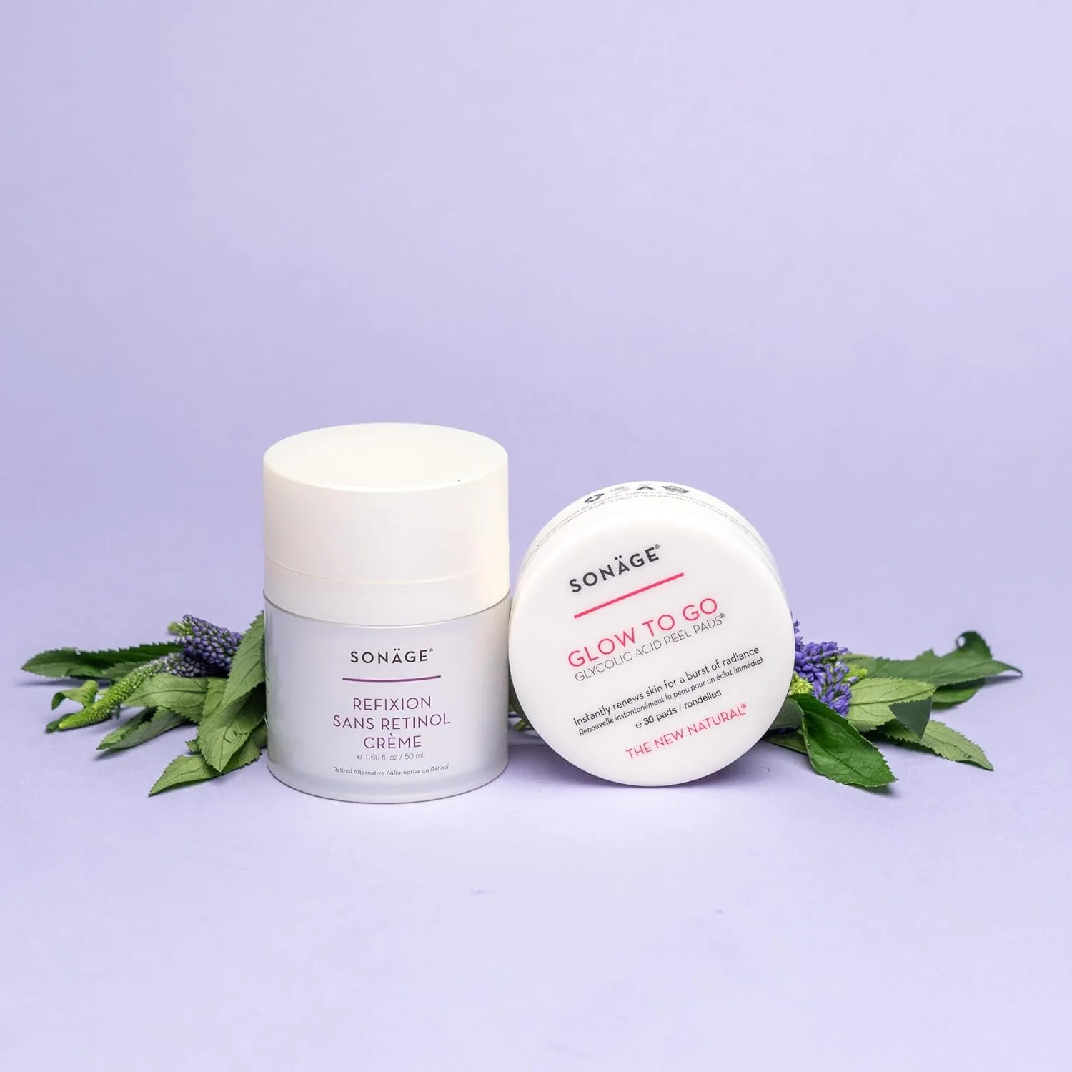 Sonage Skin Cycling Duo - подушечки с гликолевой кислотой, средство для снятия макияжа, отшелушивающее и осветляющее средство.
