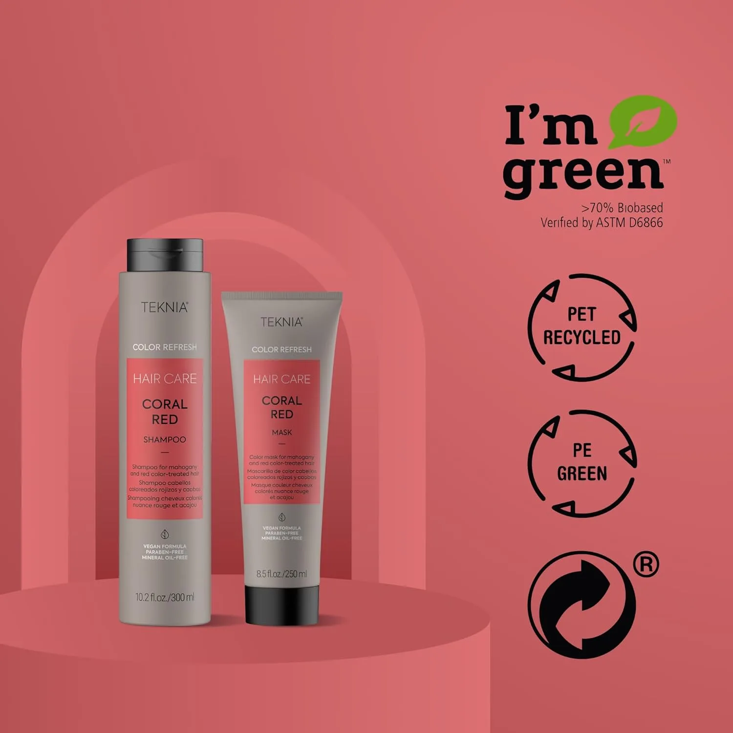 Набор для ухода за кожей Lakmé Teknia Refresh Coral Red (полноразмерный шампунь и средство для ухода за кожей) кораллово-красного цвета. — фото 4
