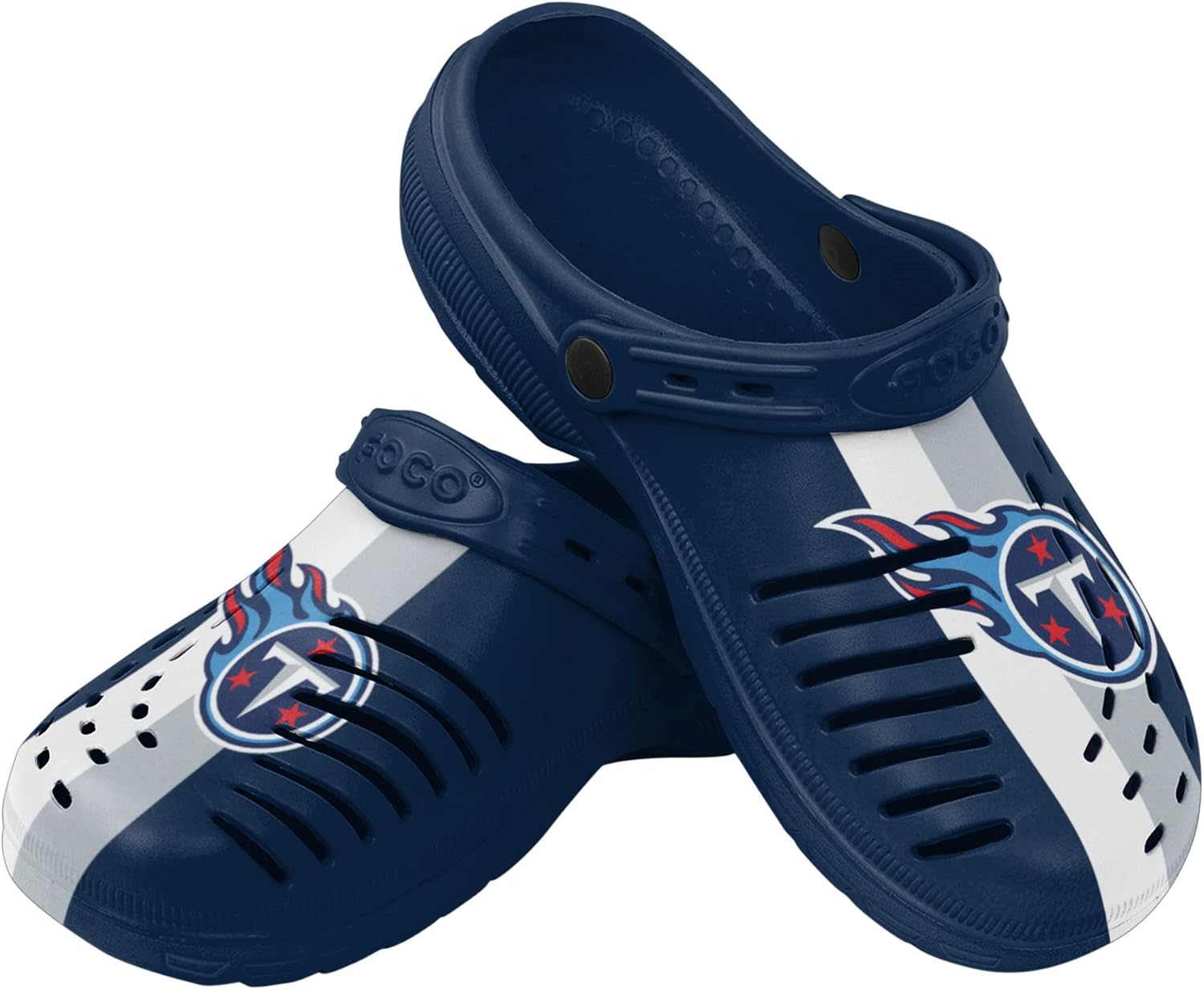 

Сандалии-тапочки с ремешком FOCO для мужчин с логотипом команды NFL и полосками команды, Tennessee Titans Team Stripe