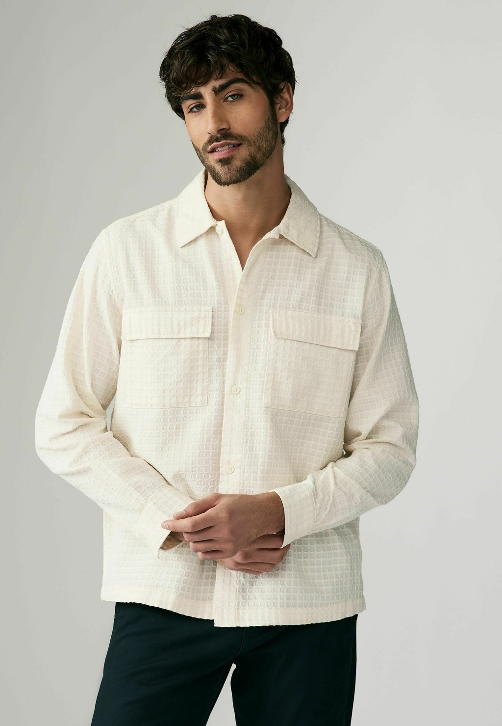 

Рубашка REGULAR FIT TEXTURED WAFFLE LONG SLEEVE Next, бежевый