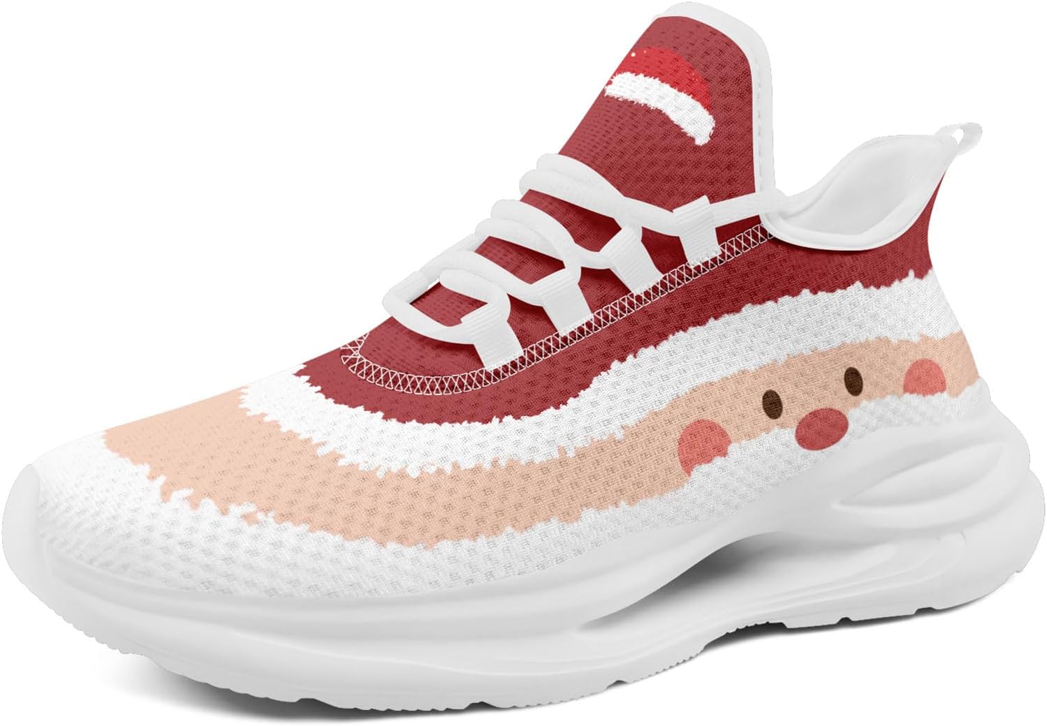 

Рождественские кроссовки для женщин и мужчин, легкие, дышащие, модные спортивные кроссовки для бега и тренажерного зала с принтом Санты Awsole, белый/розовый/коричневый
