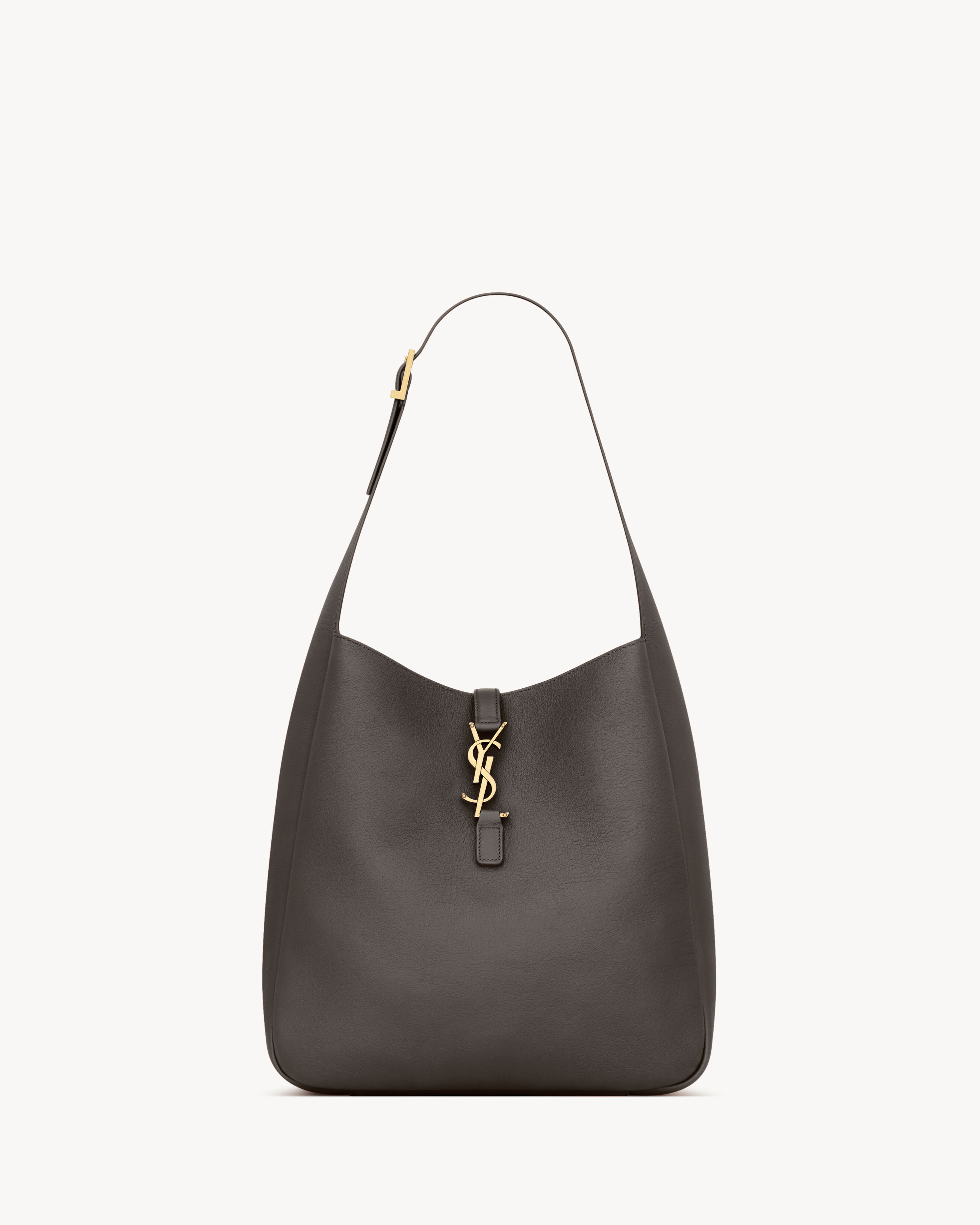 

Мягкая большая сумка LE 5 A 7 из зерненой кожи Saint Laurent, серый/серебряный