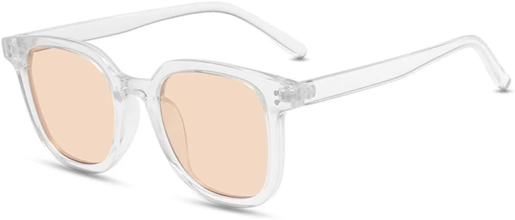 

Модные солнцезащитные очки для женщин с прозрачными линзами цвета океана, защита от УФ-излучения UV400; для мужчин в стиле ретро с заклепками, оранжево-розовые UUPTTPL, Clear Champagne