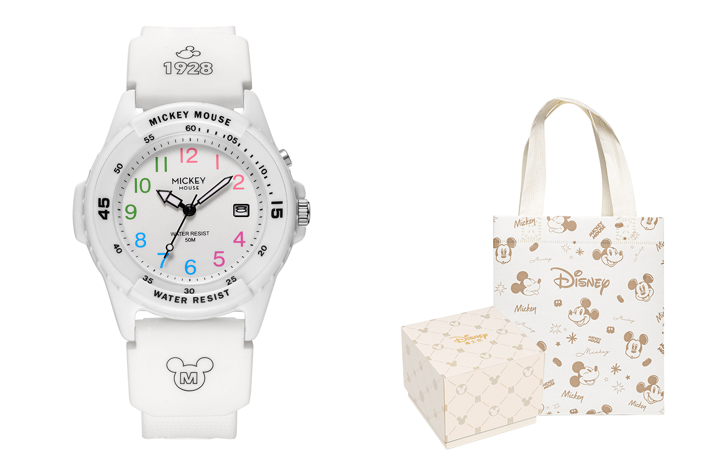 

Disney Часы Mickey Series Quartz Movement Silicone Strap Watch Women's Watch White Dial