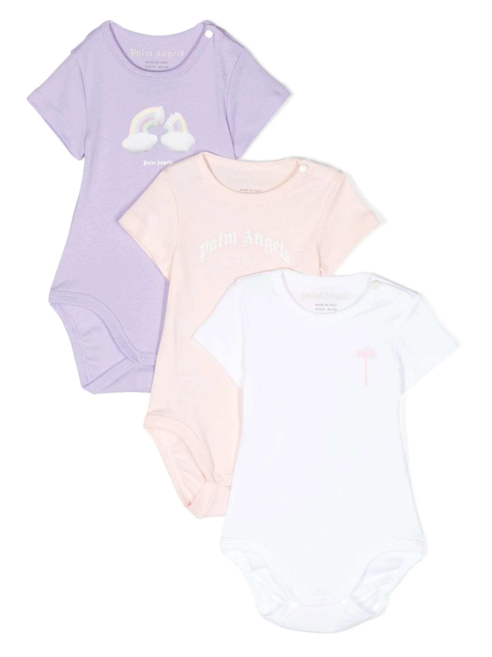 

Комплект из трех боди с логотипом Palm Angels Kids, розовый