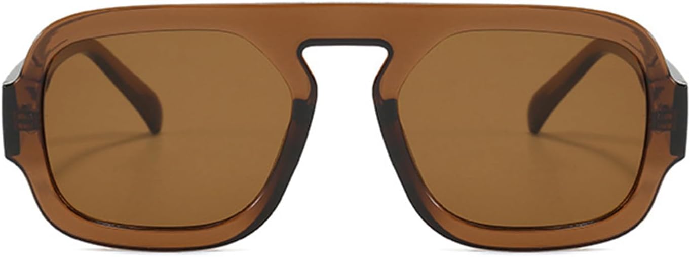 

Модные шестиугольные солнцезащитные очки-авиаторы для женщин и мужчин в стиле ретро 70-х годов, квадратные, с плоской верхней частью, геометрические солнцезащитные очки piscm, Brown