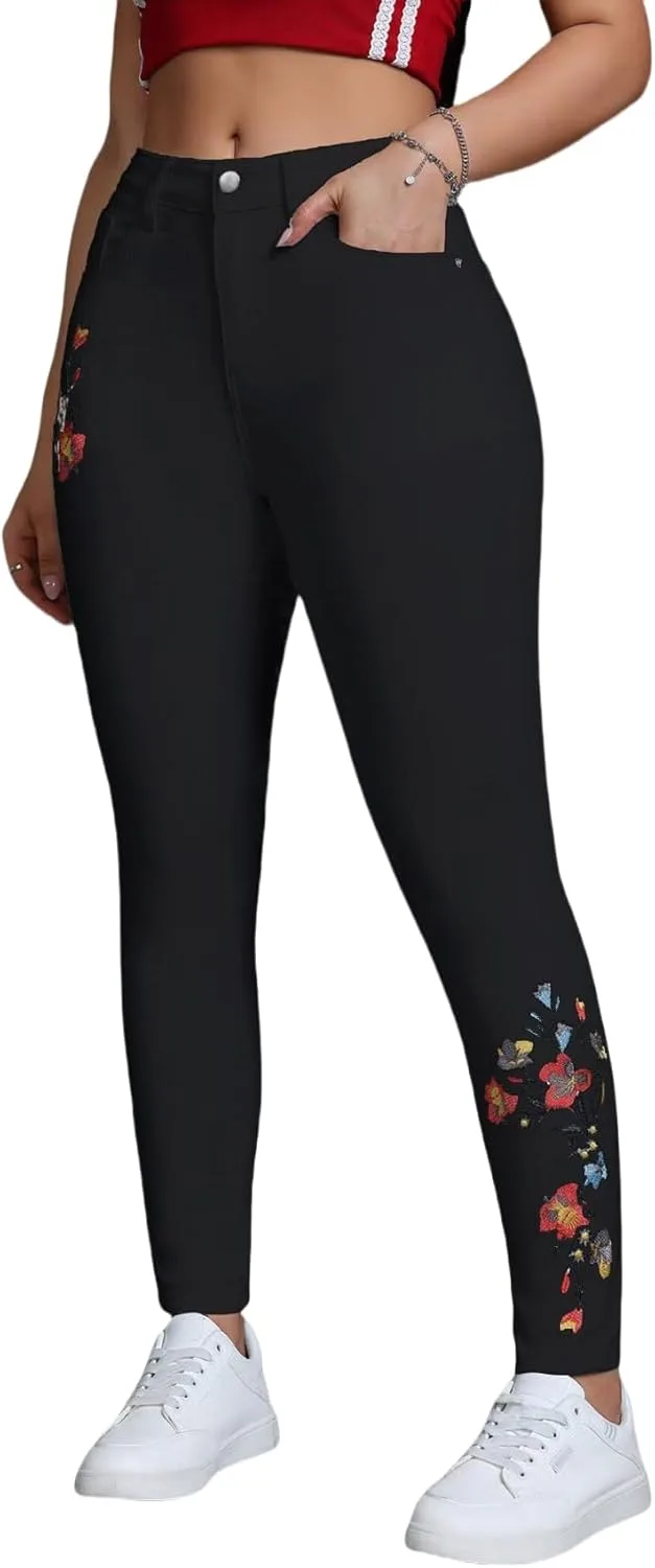 

Женские джинсы Skinny Fit с вышивкой и карманами