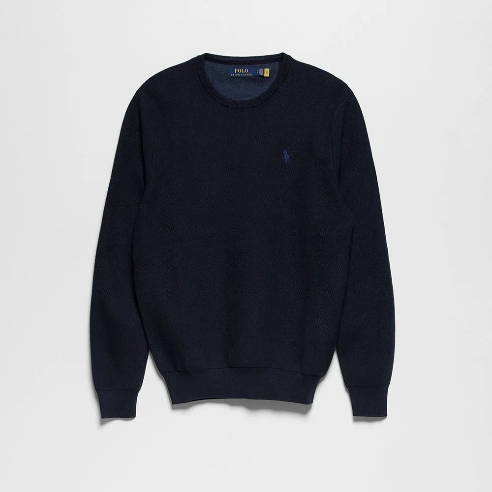 Мужской хлопковый свитер с текстурой тёмно-синий от Polo Ralph Lauren