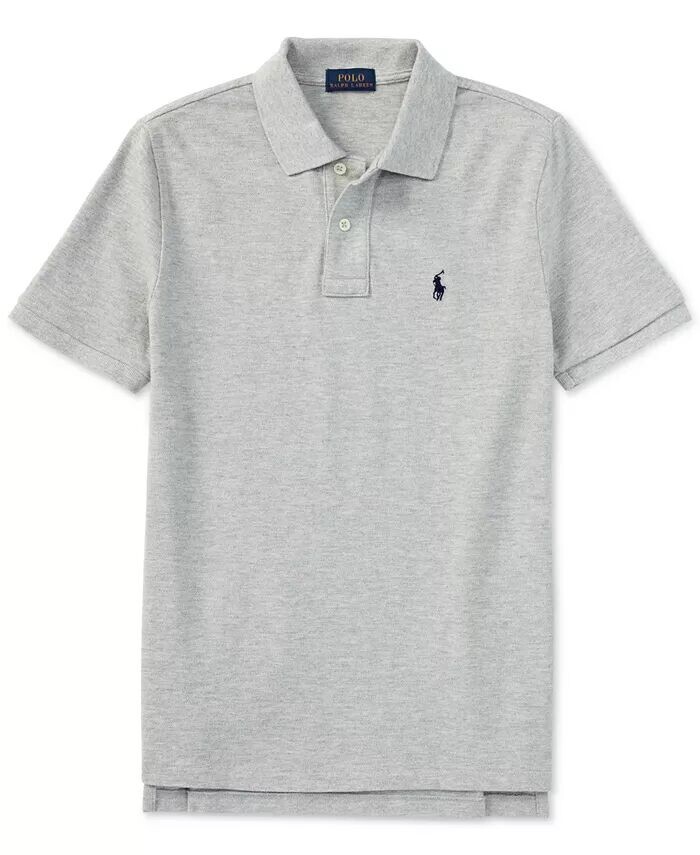 Рубашка-поло из хлопковой сетки для малышей и маленьких мальчиков Polo Ralph Lauren, серый