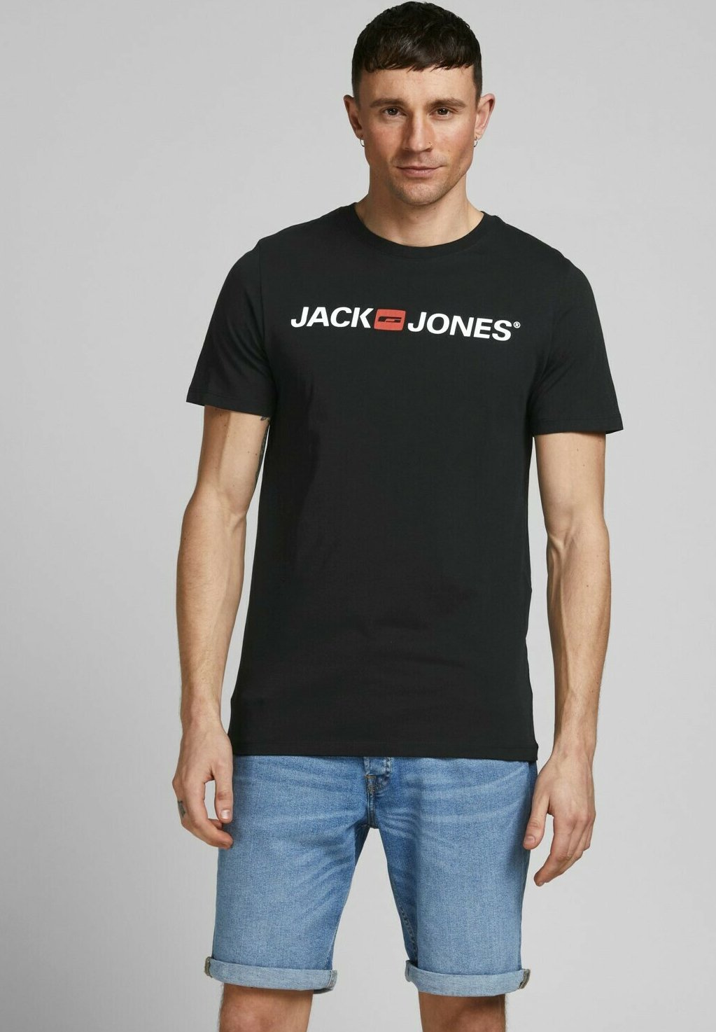 

Футболка с принтом JJECORP LOGO KURZARM 2 PACK Jack & Jones, черный деним