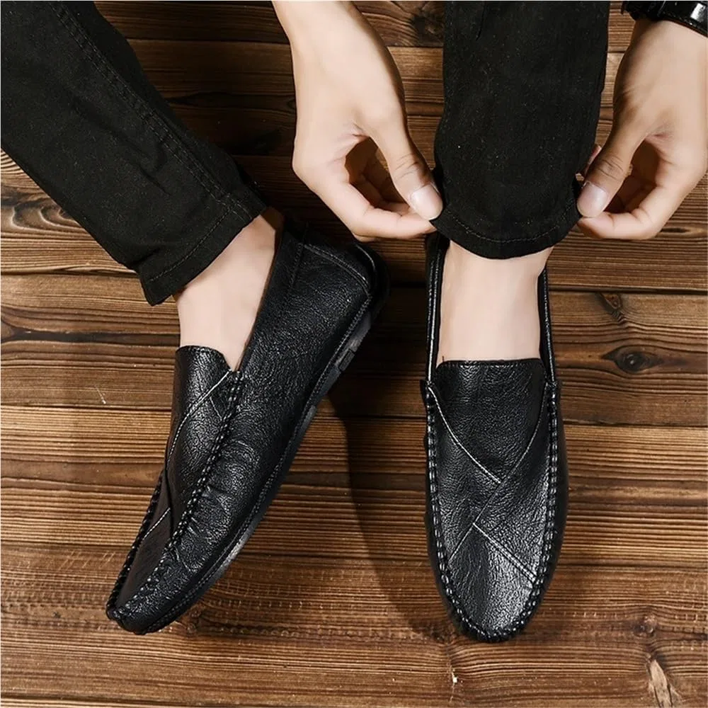 Лоферы кожаные Mens Leather Tuxedo Loafers, черный UOPYNE — фото 2