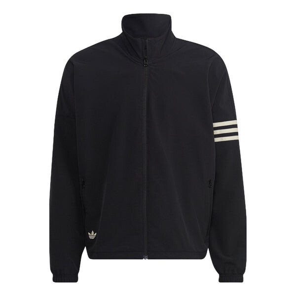 

Куртка Men's adidas originals Logo Printing Pattern Stripe Stand Collar Zipper Jacket Black, черный