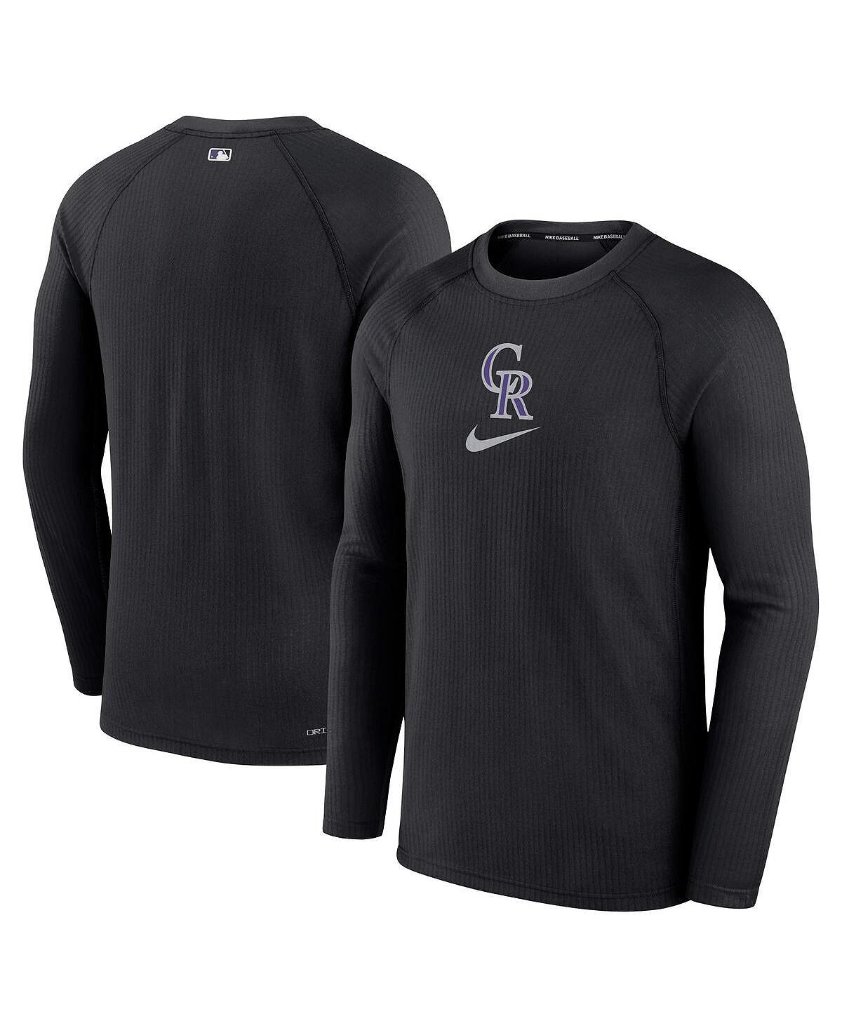 

Мужская черная футболка с длинным рукавом Colorado Rockies Authentic Collection Game Raglan Performance Nike