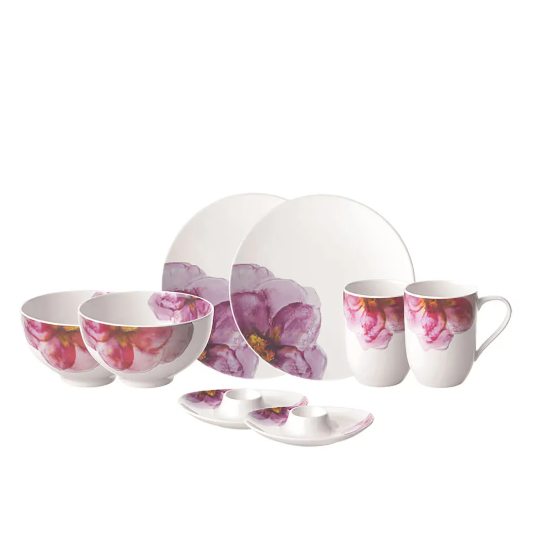

Набор для завтрака Villeroy & Boch Rose Garden из 8 предметов, белый